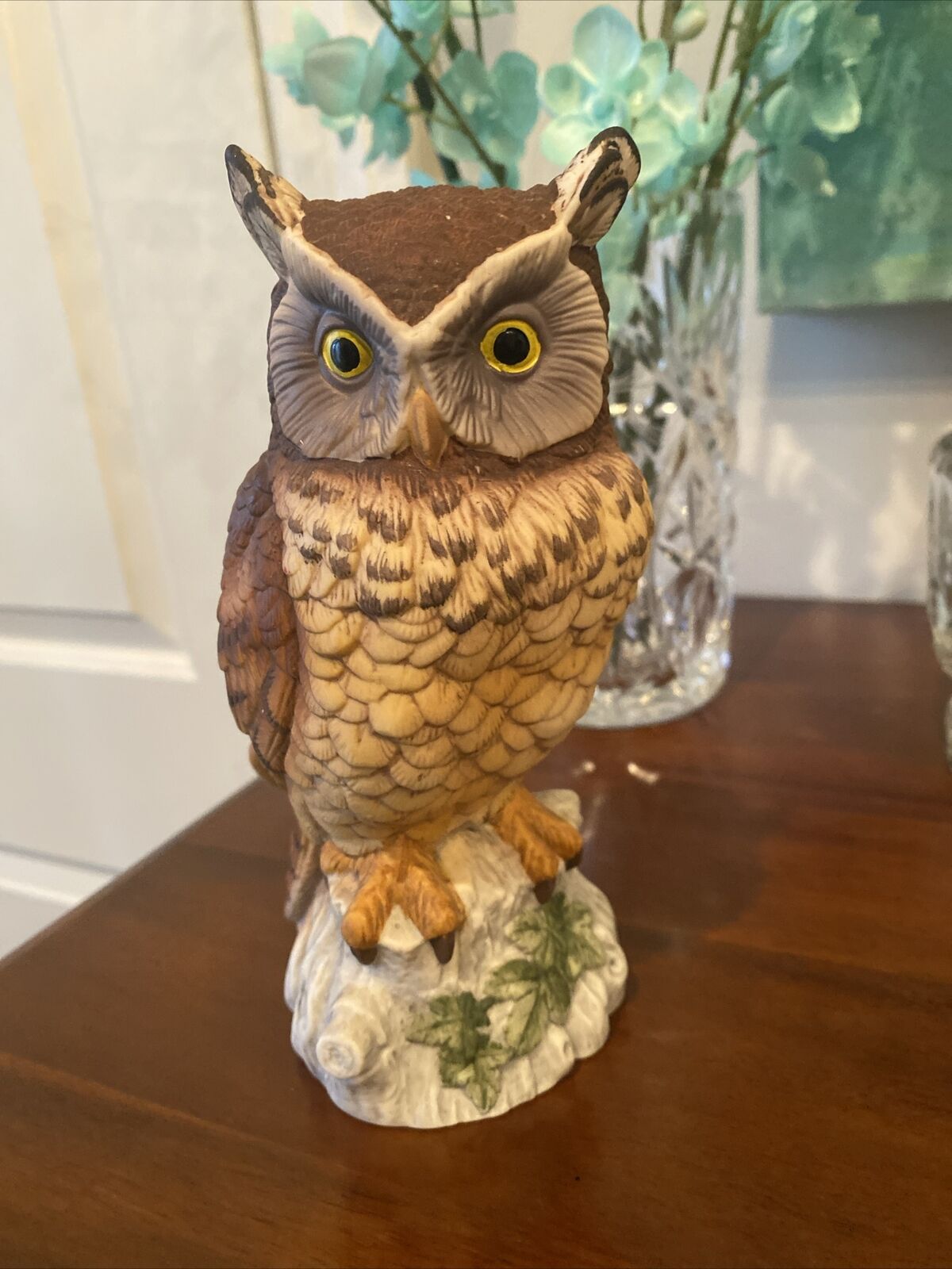 Horned Owl By Andrea by Sadek Porcelain Figurine 1986 Japan #9339