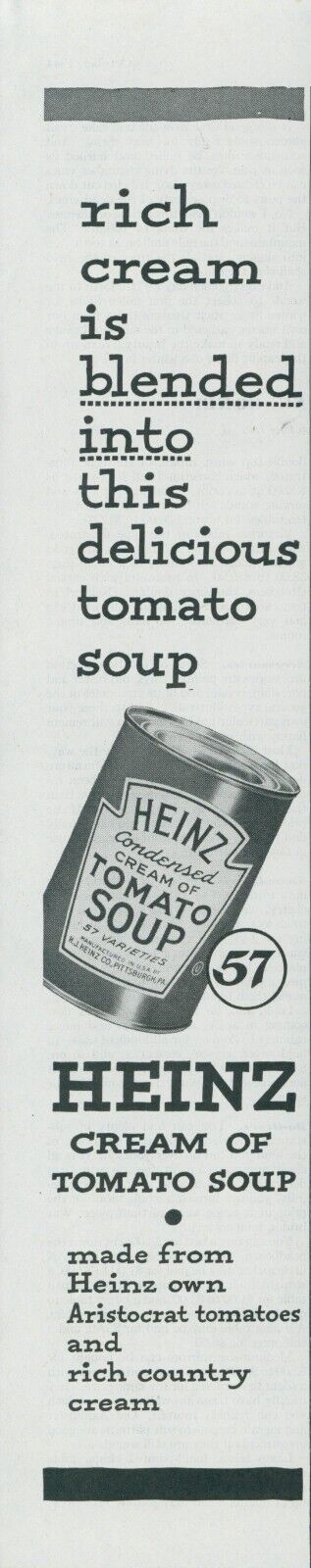 1944 Heinz Cream of Tomato Soup Canned Condensed Aristocrat 57 Print Ad LHJ1