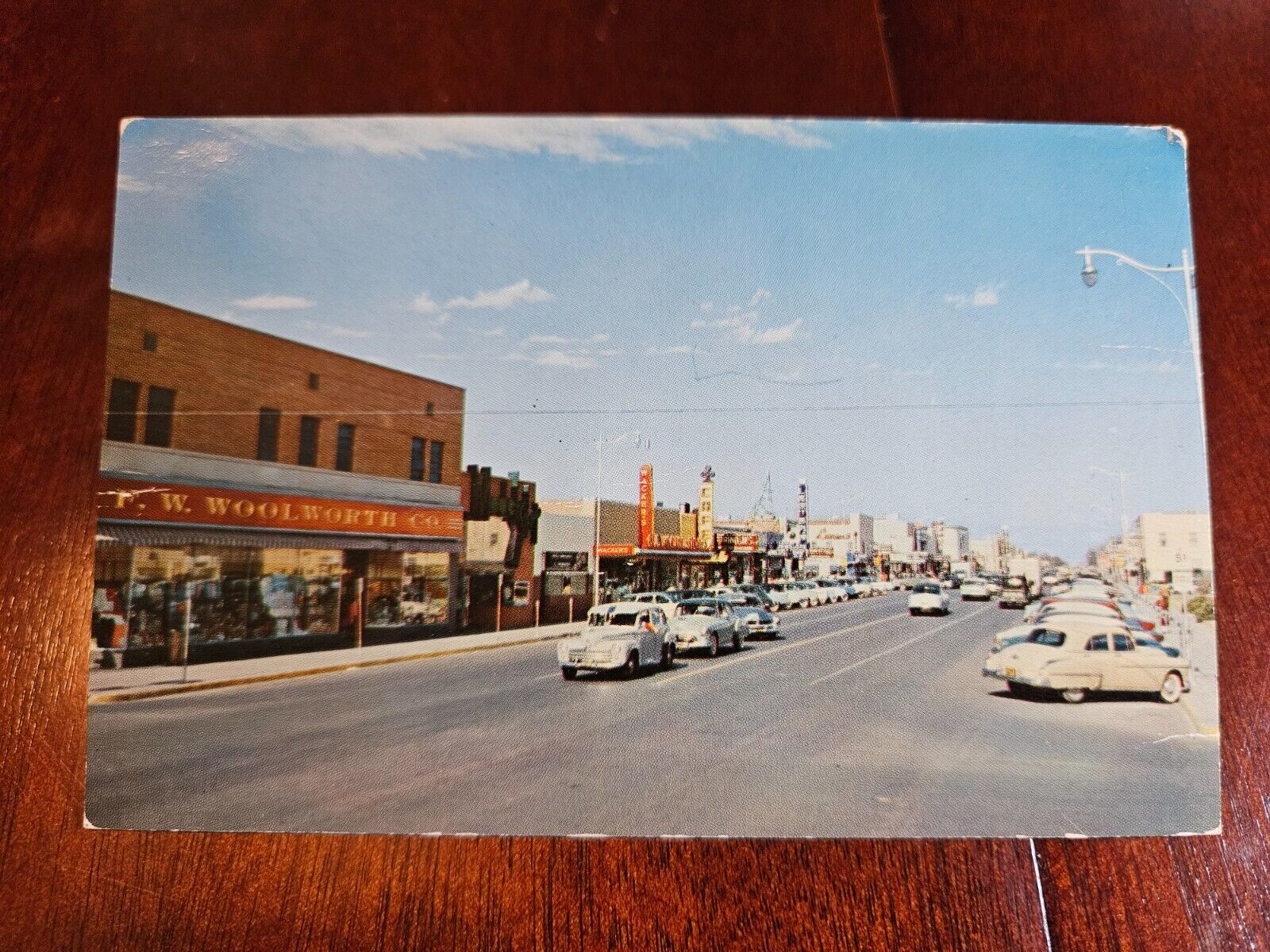 Postcard TX Texas Odessa Downtown Street Scene 1940s Era Autos