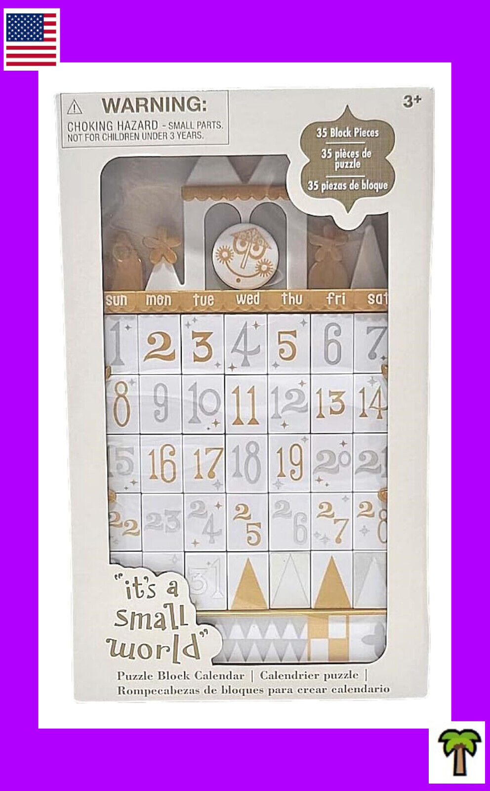 🌴 Disney Parks It’s A Small World Puzzle Block Calendar - 35 Block Pieces NEW