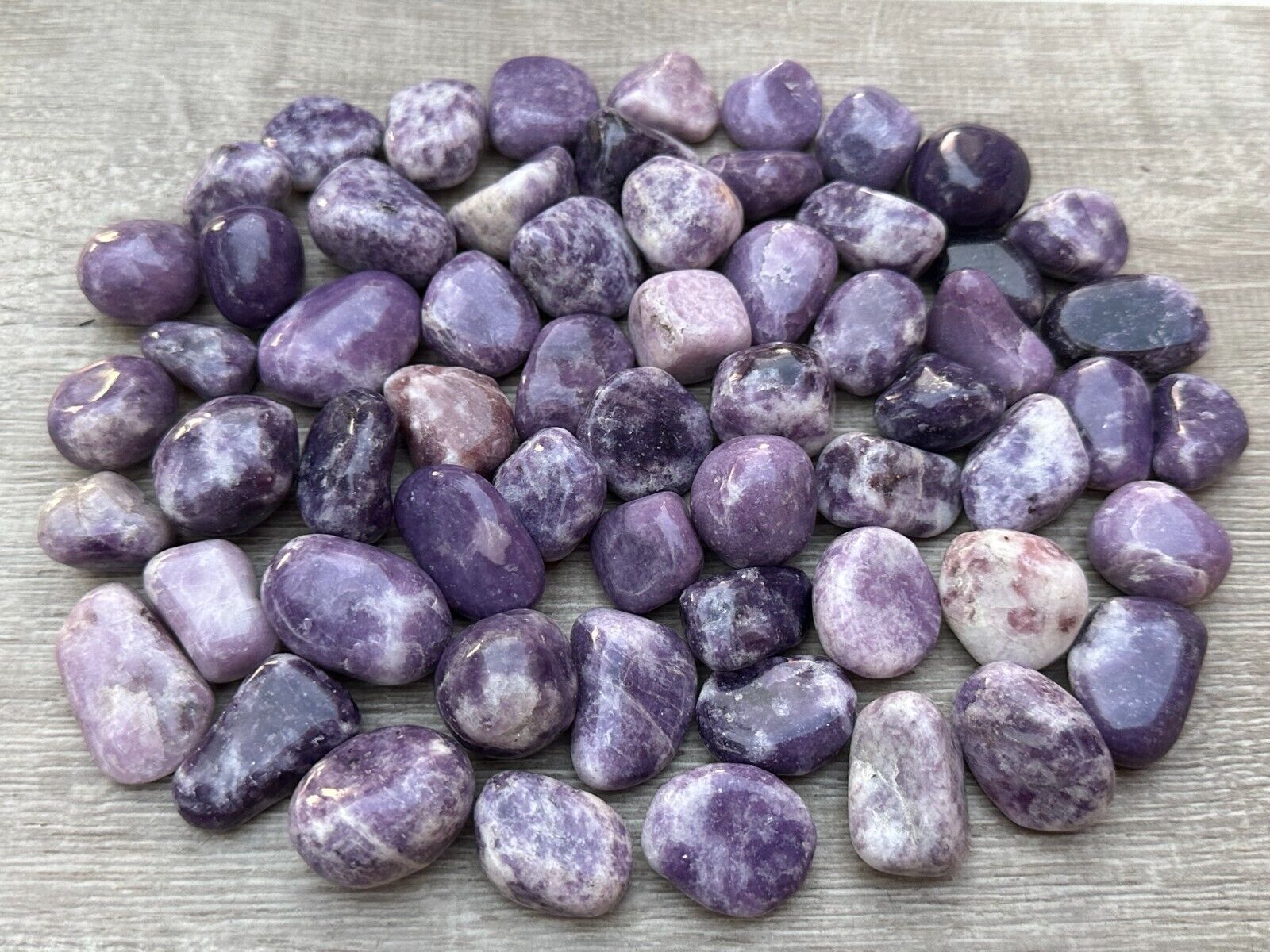 Grade A++ Lepidolite Tumbled Stones 0.75-1.25 Inch, Wholesale Bulk Lot