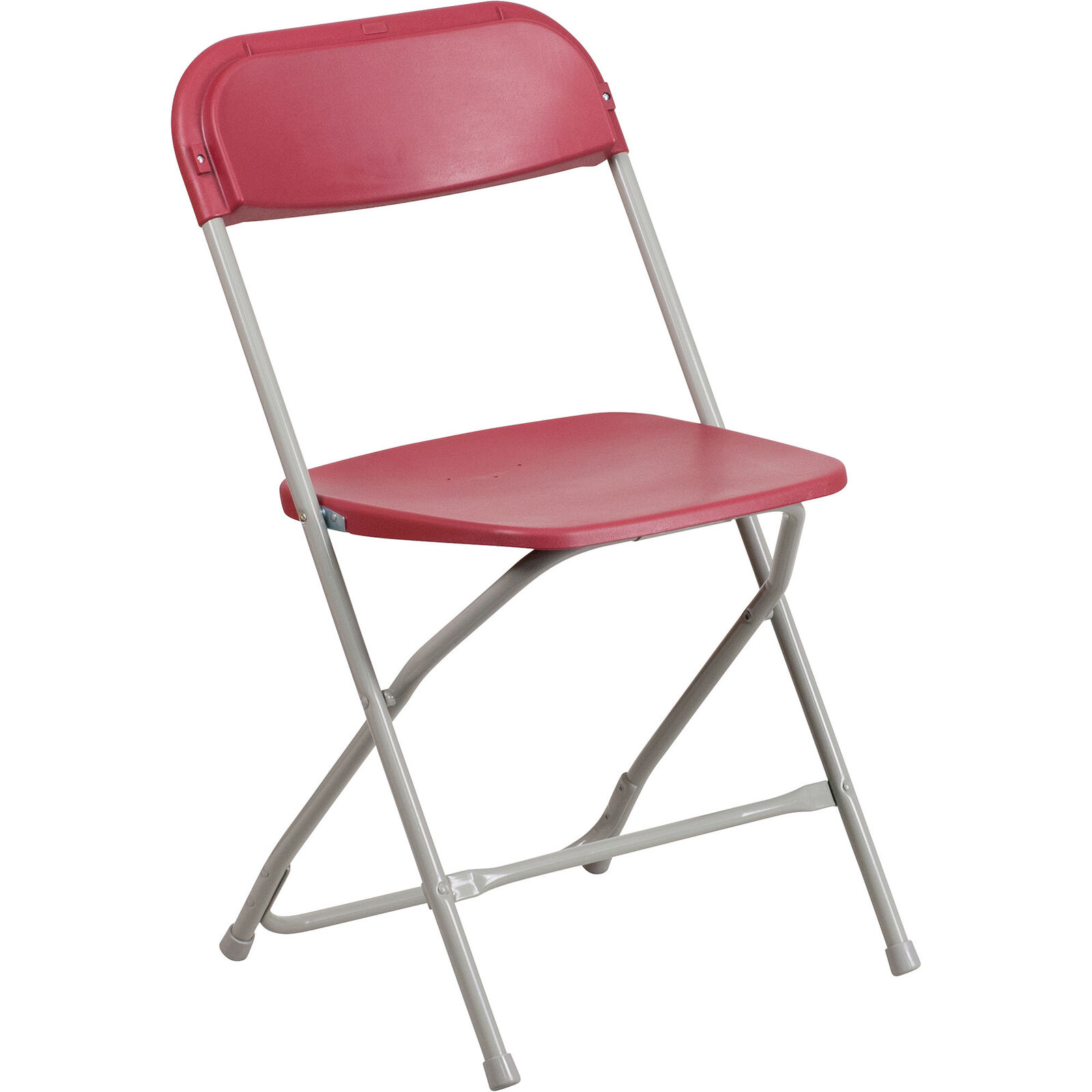 Flash Furniture Plastic Folding Chair, Red w/Gray Frame 17 1/2in.W x 18in.D x