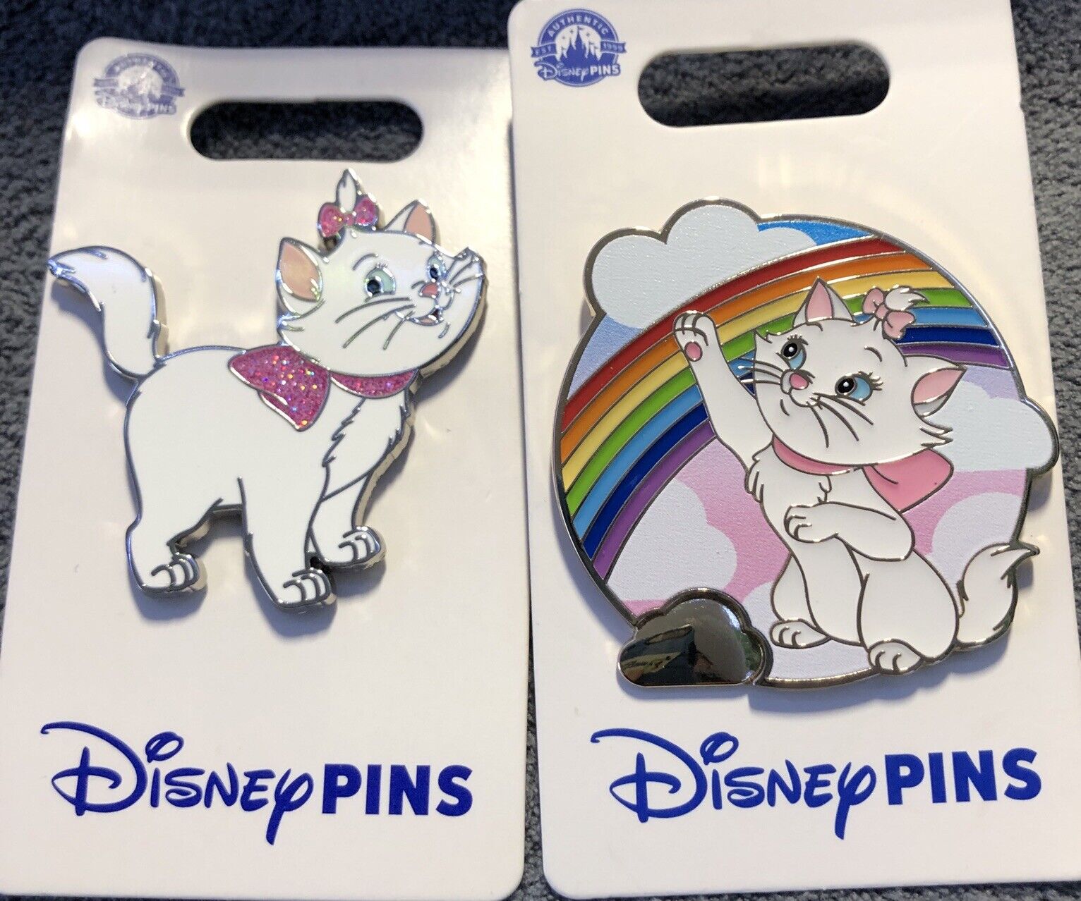 Disney Parks Aristocats Marie Glitter Bow And Marie Rainbow 2 Pins
