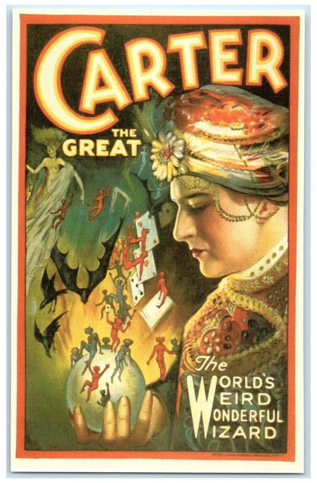 Carter The Great The Word\'s Weird Wonderful Wizard Magician Vintage Postcard