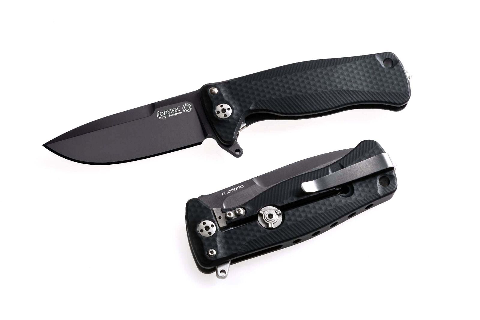 LionSteel Knives SR22 Frame Lock SR22A BB Black Sleipner Steel Black Aluminum