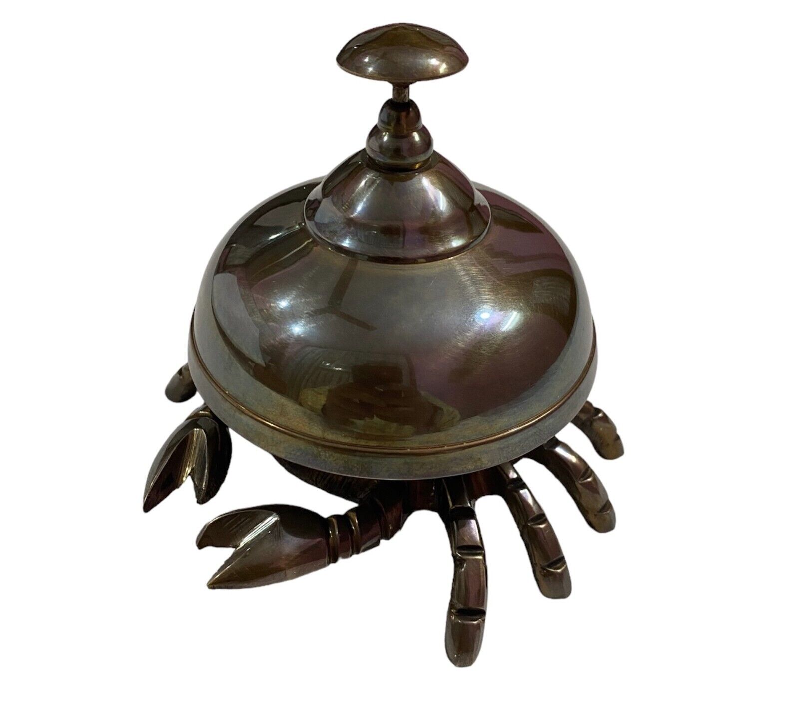 Brass Antique Table Bell Crab Style Hotel Ornate Reception Service Counter Bell