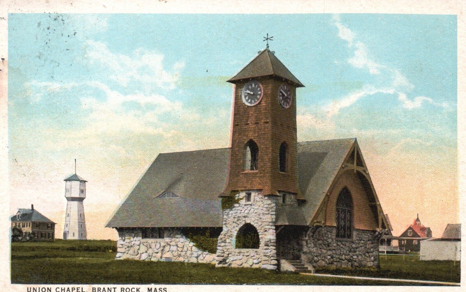 Postcard MA Brant Rock Union Chapel Posted White Border Vintage PC G1826