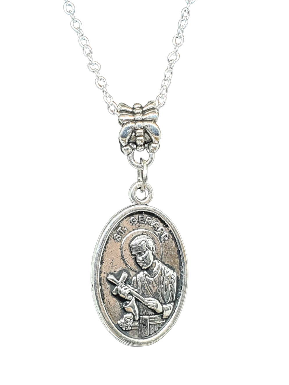Saint St Gerard Necklace Mary Jesus Perpetual Help Medal Pendant Plated 18\