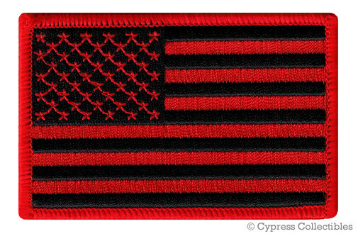 AMERICAN FLAG EMBROIDERED PATCH iron-on US BLACK RED embroidered United States