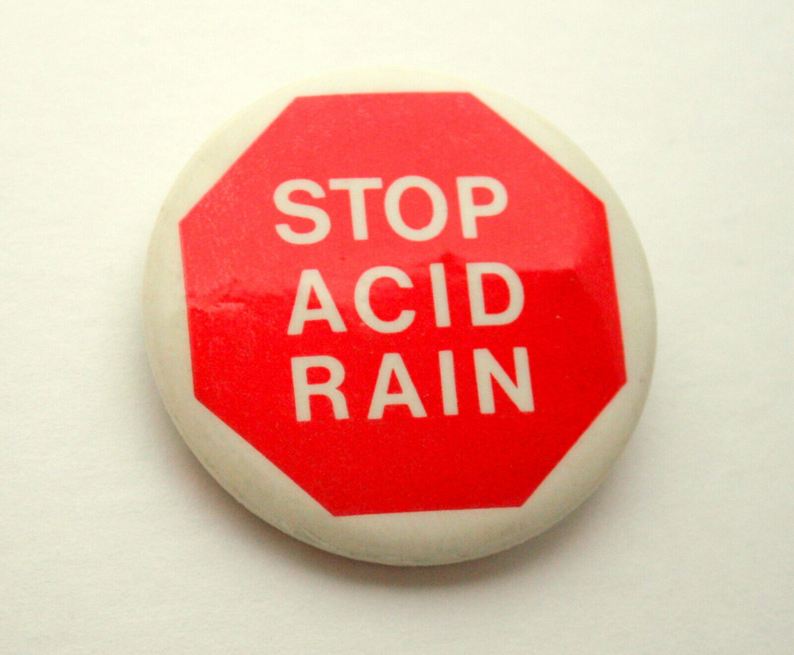 Stop Acid Rain Anti Pollution Environmental Canadian 1970s Button Pin NOS New