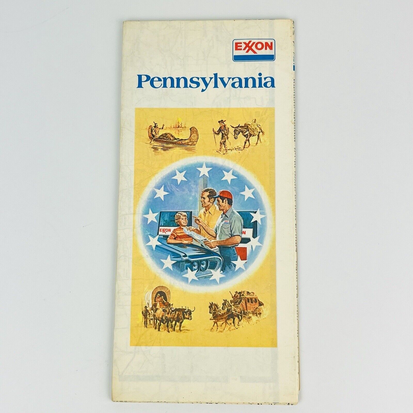 Exxon 1976 Road Map Pennsylvania Vintage Travel Oil Gas Station Advertising VG