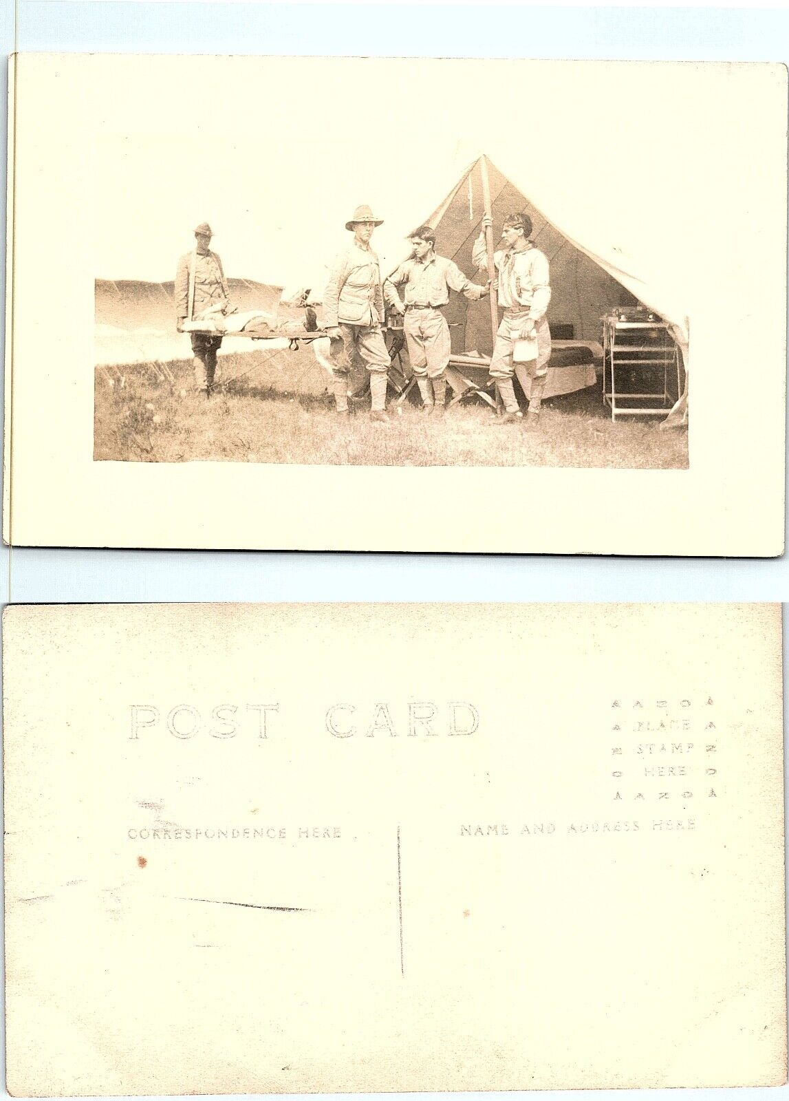 Medical Unit?  Soldiers at Camp WWI RPPC