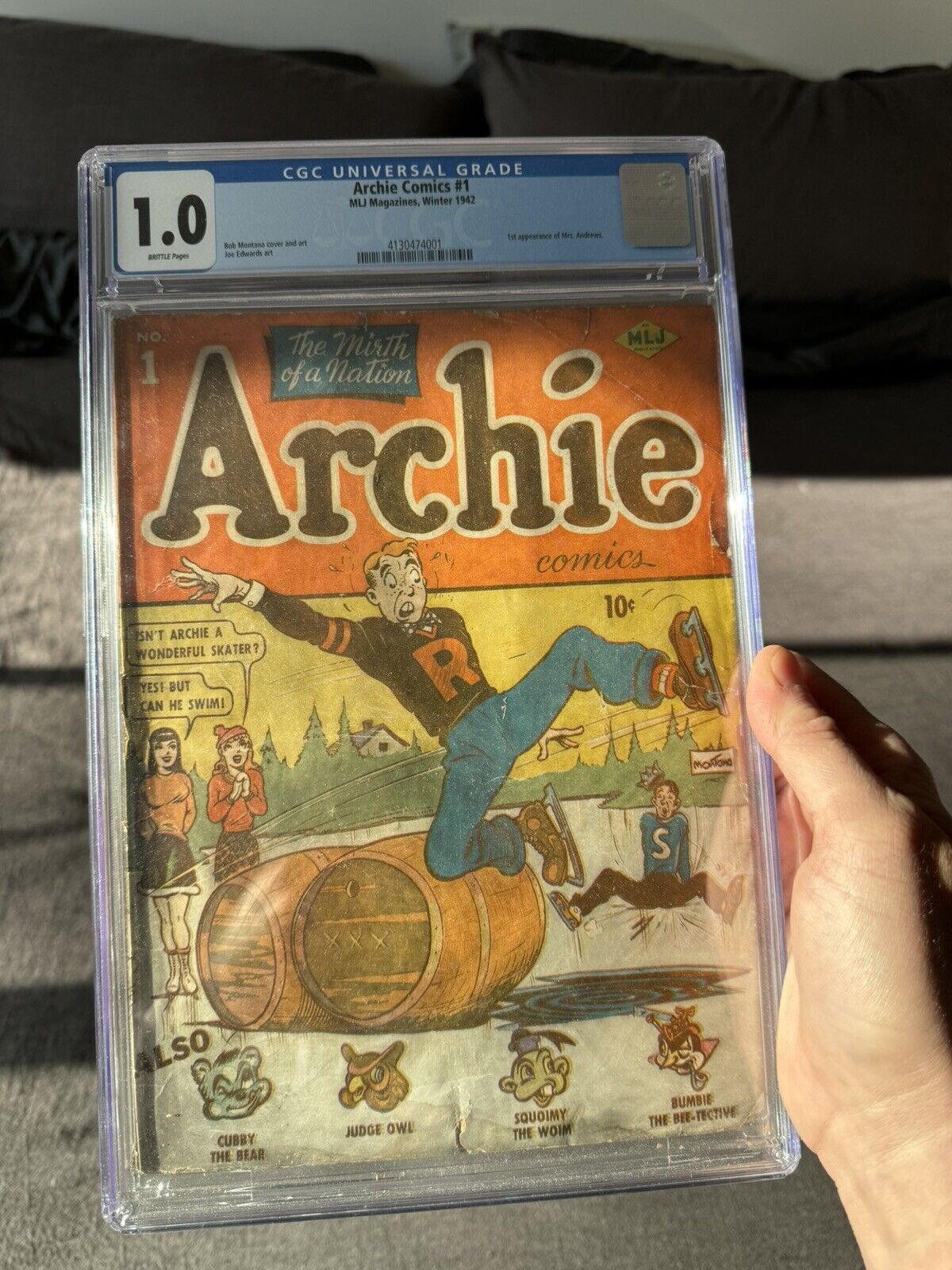 Archie Comics #1 CGC 1.0 1942, Beautiful Cover/Rare Golden Age Key