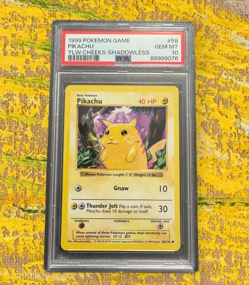 1999 Pokemon Cards PSA 10 Gem Mint Shadowless Pikachu Yellow Cheecks Eng