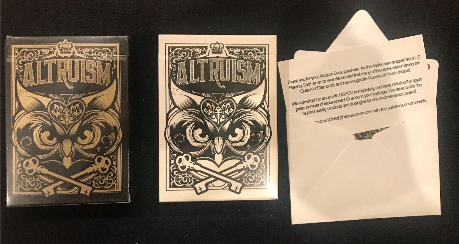 Altruism Playing Cards Deck Set Blue Crown New Snow Owls Rare