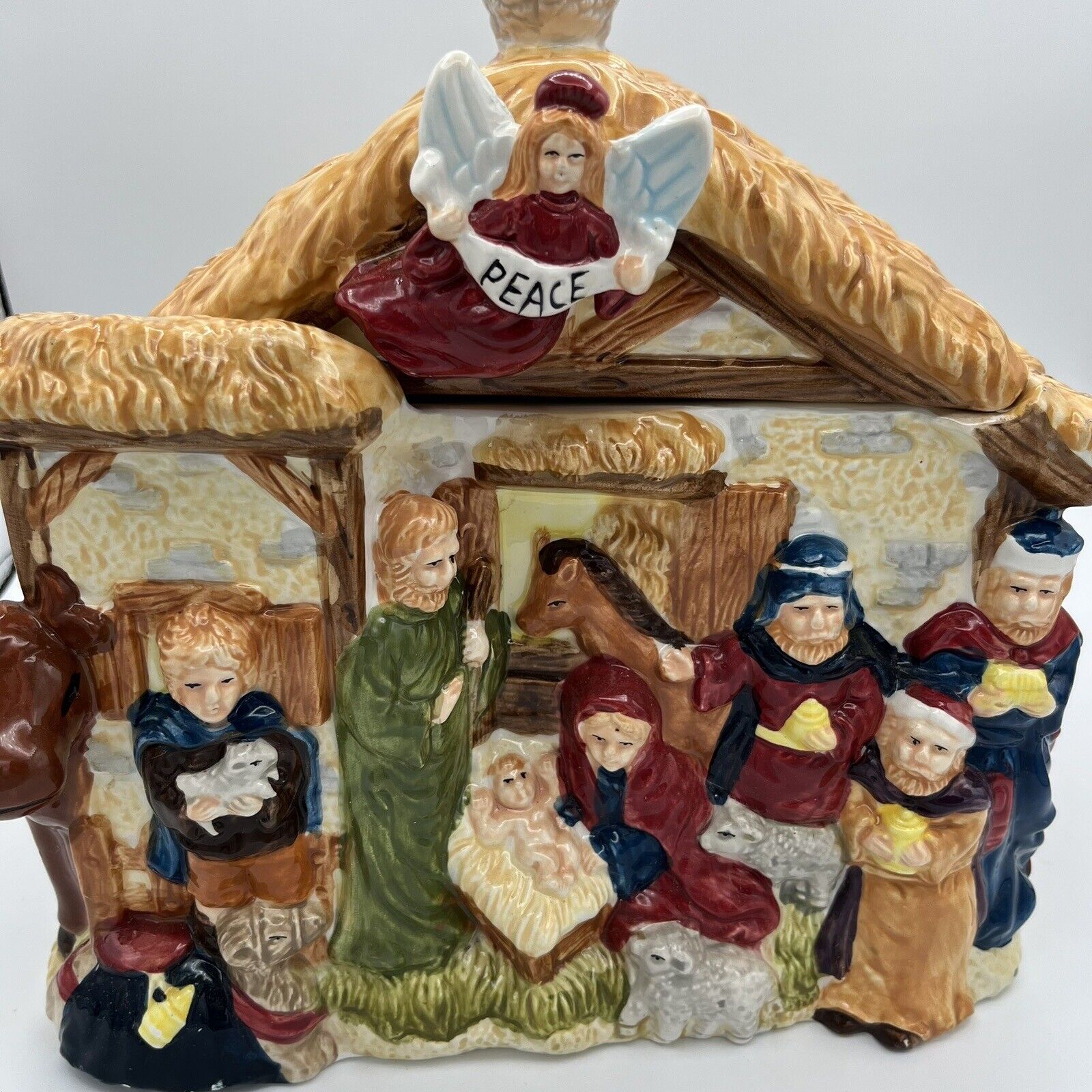 Nativity Scene Cookie Jar Christmas Away in a Manger Big Lead Int\'l LTD With Box