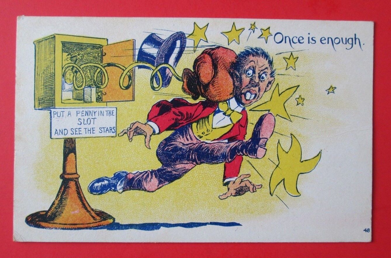 Once is Enough Man Hit With Boxing Glove Seeing Stars Posted DB Comic Postcard