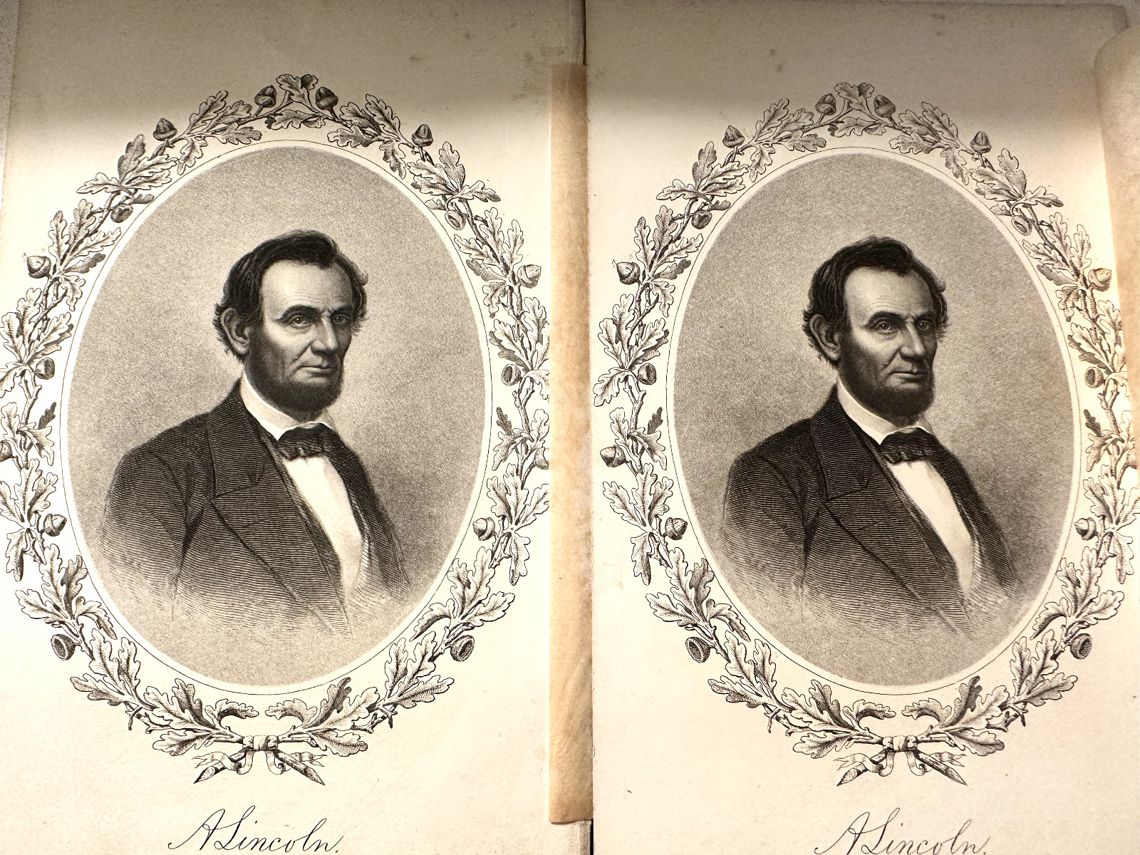 ANTIQUE ABRAHAM LINCOLN LITHOGRAPH IMAGE - TWO IDENTICAL - L908