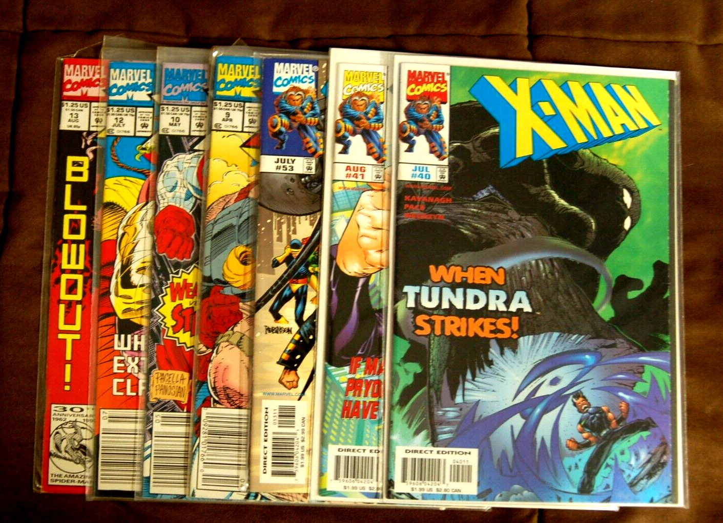 Lot of 7: Marvel Comics X-Man 40,41,53 & X-Force #9,10,12,15 (7A)