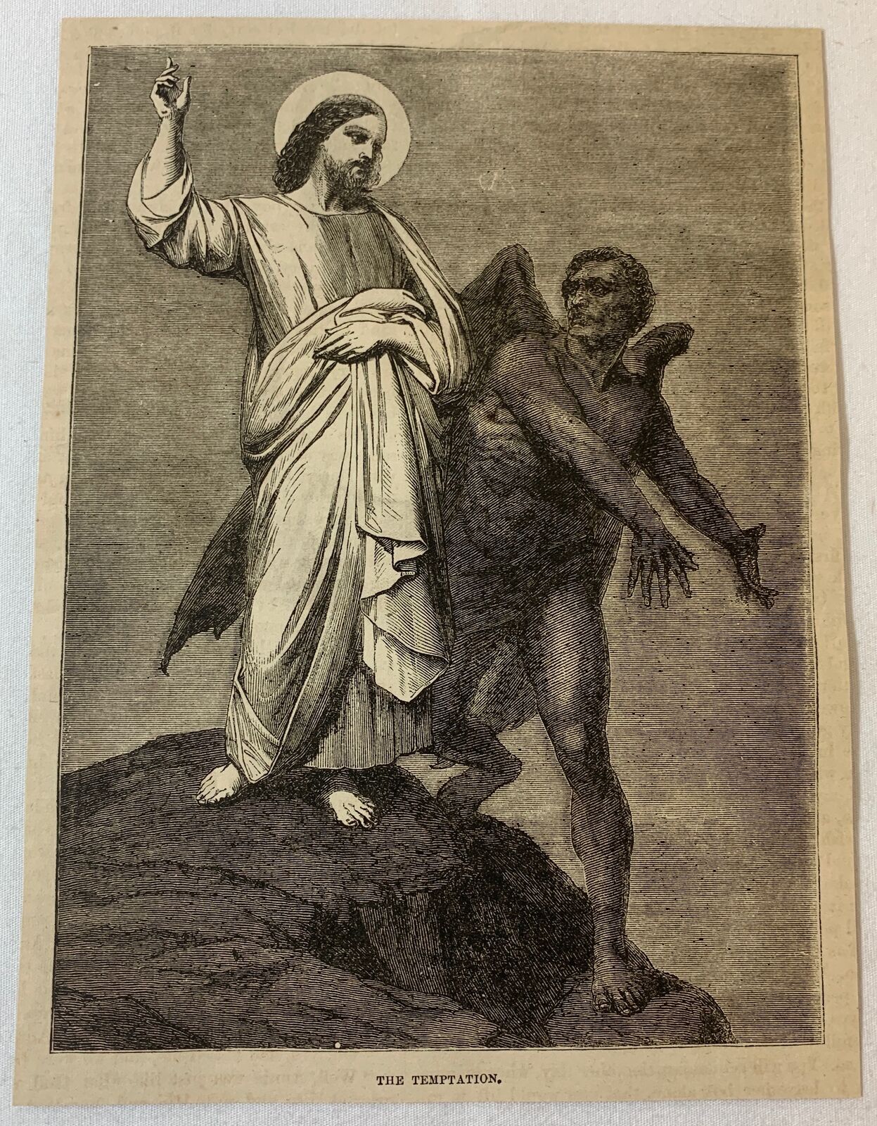 1877 magazine engraving~ JESUS, SATAN AND THE TEMPTATION
