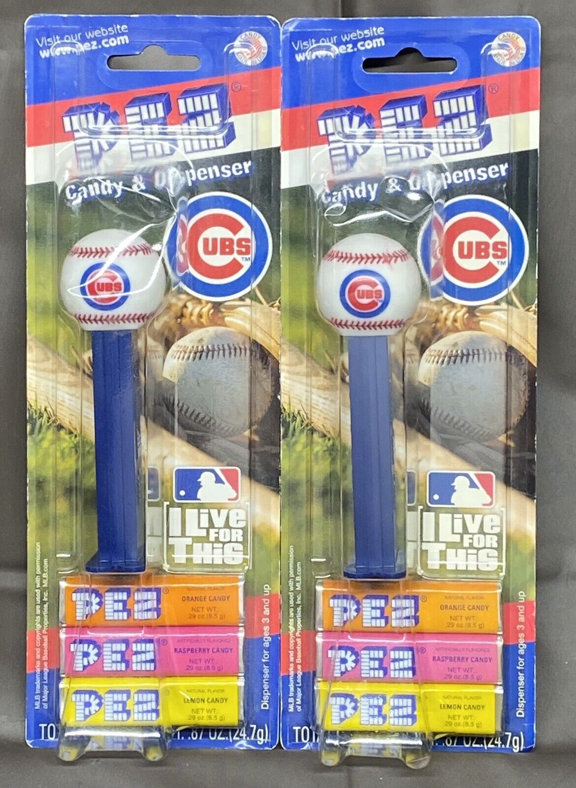2 Chicago Cubs Baseball Pez Dispenser MLB