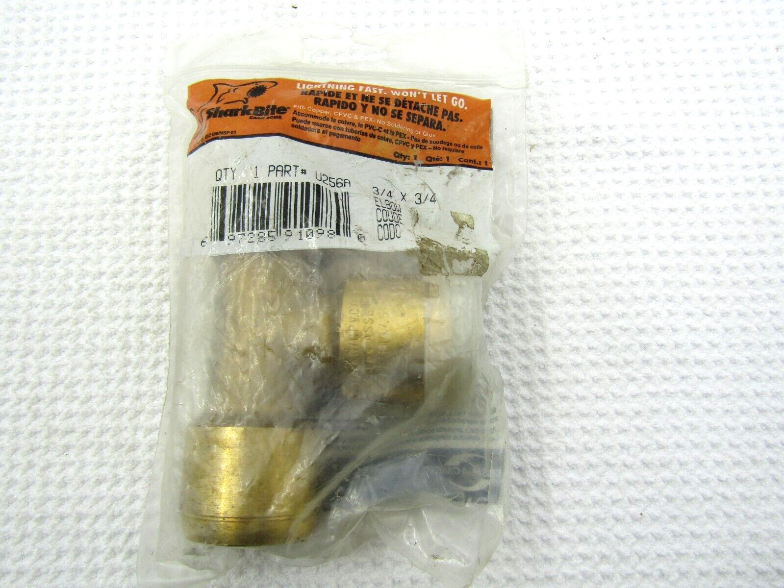 SHARKBITE U256A BRASS ELBOW: 3/4 x 3/4″ U256A, PUSH-TO-CONNECT FITTING (NEW)