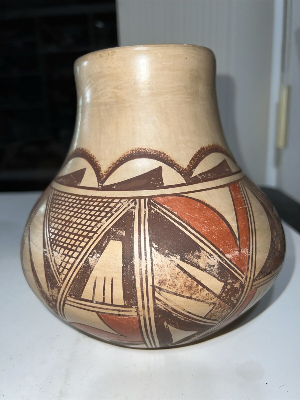 Circa 1960's Real Handmade Hopi Pot Signed Pauline Setalla Native American 7”
