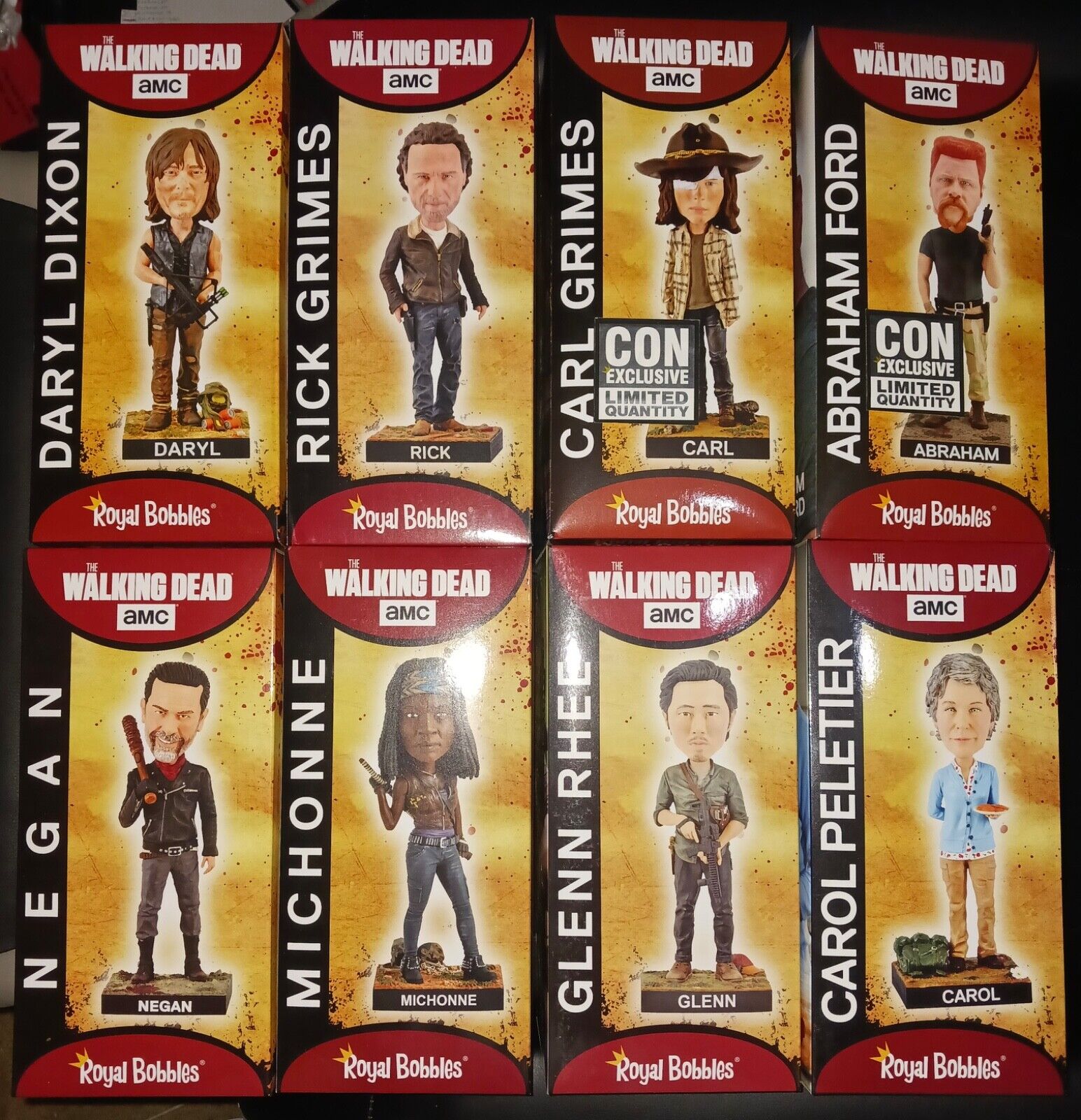 the walking dead royal bobble heads lot con exclusives carl grimes abraham ford