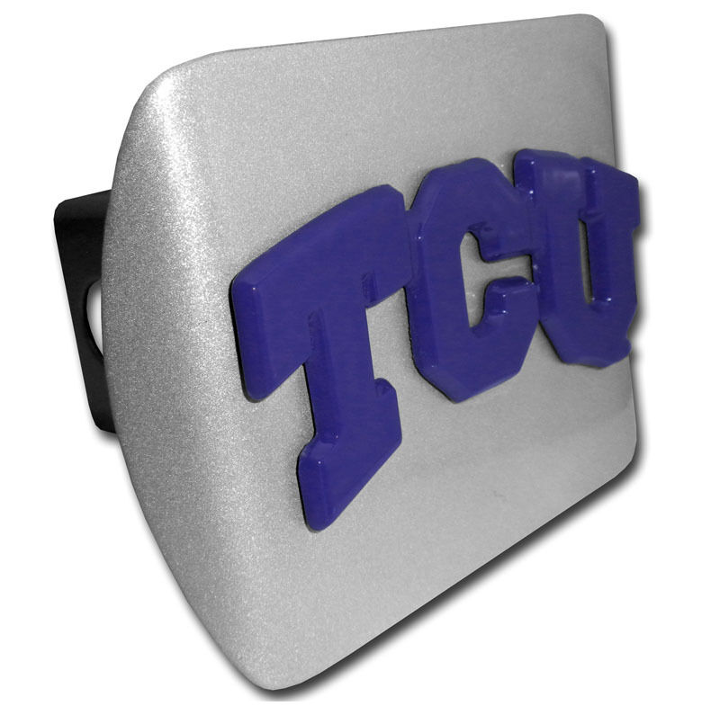 texas christian tcu purple logo emblem brushed trailer hitch cover usa made