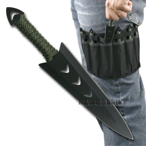 6PC Ninja Ninjutsu Tactical Combat Hunting Kunai Throwing Knife Set w/ CASE