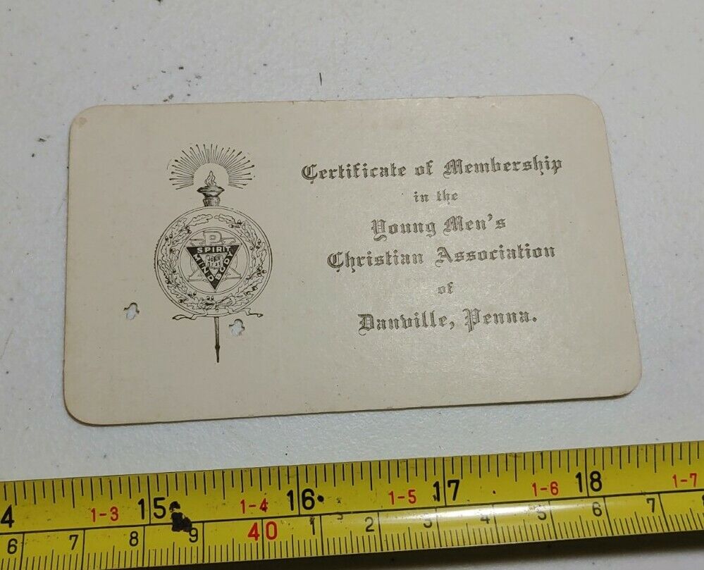 Vintage 1915 Young Men's Christian Association of Danville PA Membership Card