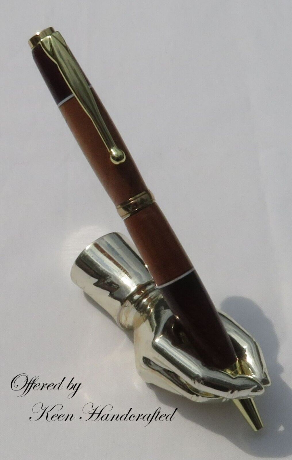 gj - Keen Handcrafted Handmade Segmented Gold Slimline Comfort Pen