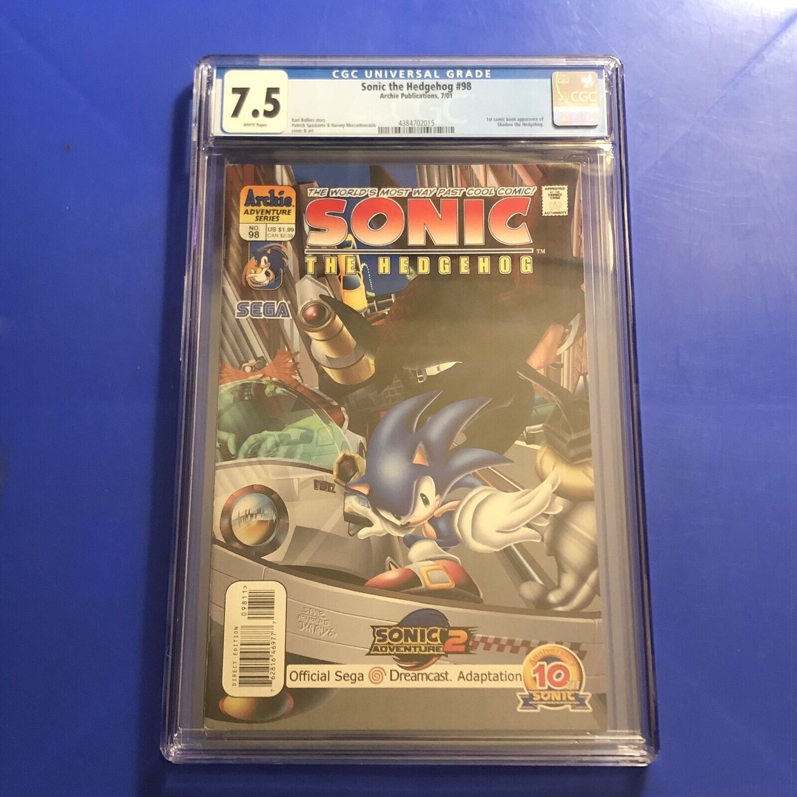 Sonic The Hedgehog #98 CGC 7.5 1ST APPEARANCE SHADOW Archie KNUCKLES Comic 2001