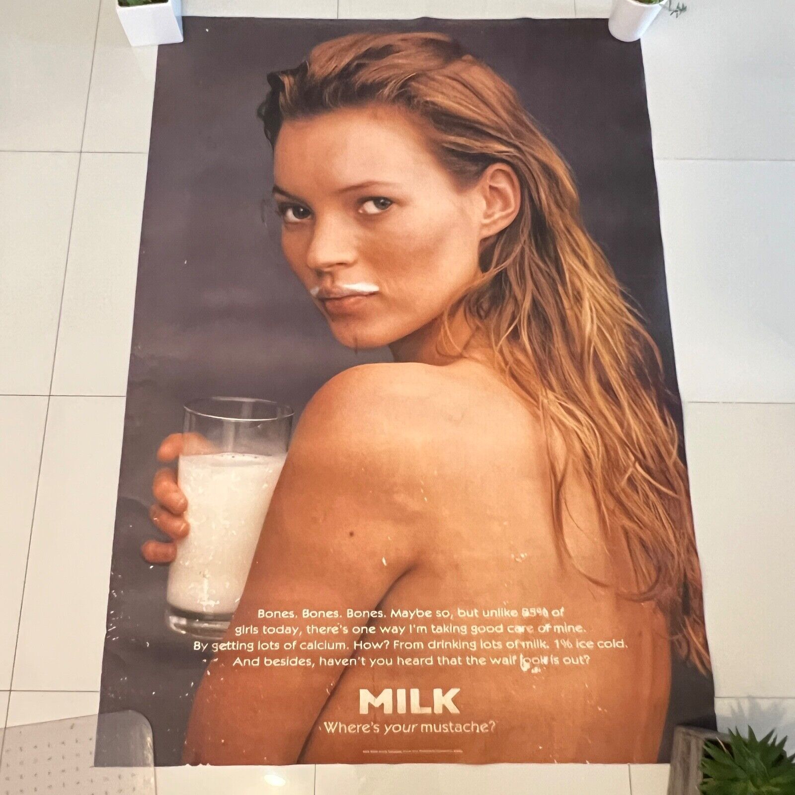 Vintage Kate Moss Got Milk Topless Ad Bus Shelter Stop Large Poster / 4ft x 6ft