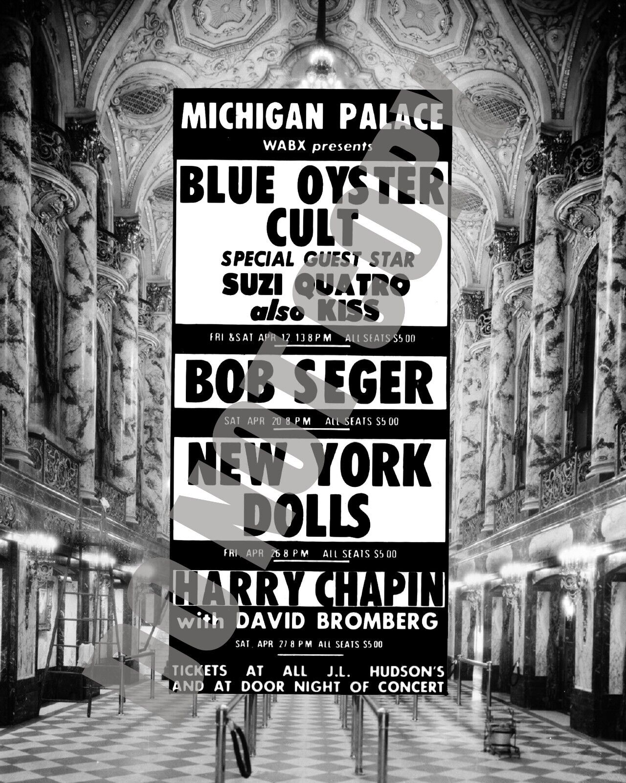 1974 Blue Öyster Cult Bob Seger Concert Michigan Theatre Detroit Ad 8x10 Photo