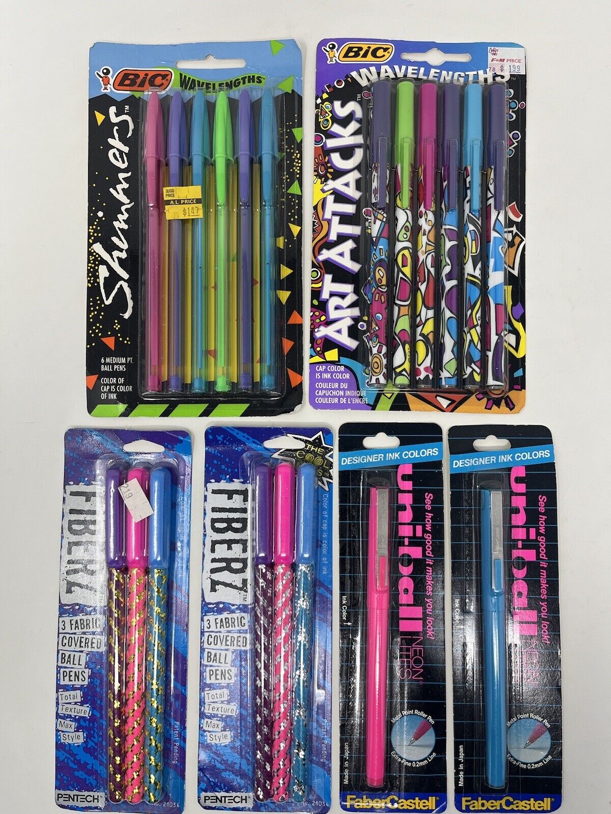 Vintage Bic Wavelengths ART ATTACKS Pens Colorful, Fiberz, Shimmers, 1990s Pens