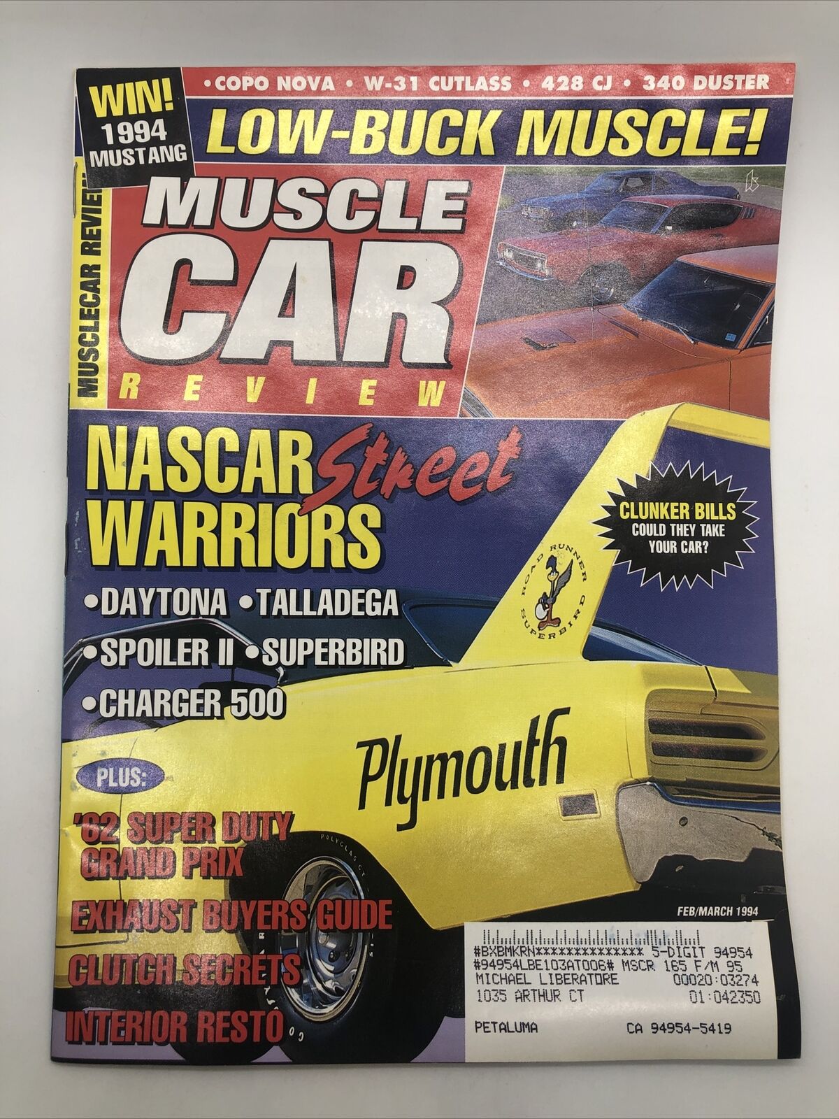 Muscle Car Review magazine February 1994 excellent condition Mopar Chevy Ford AM