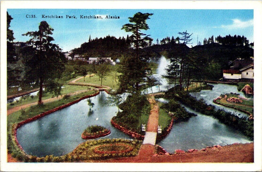 Vintage Ketchikan Park, Ketchikan, Alaska Postcard