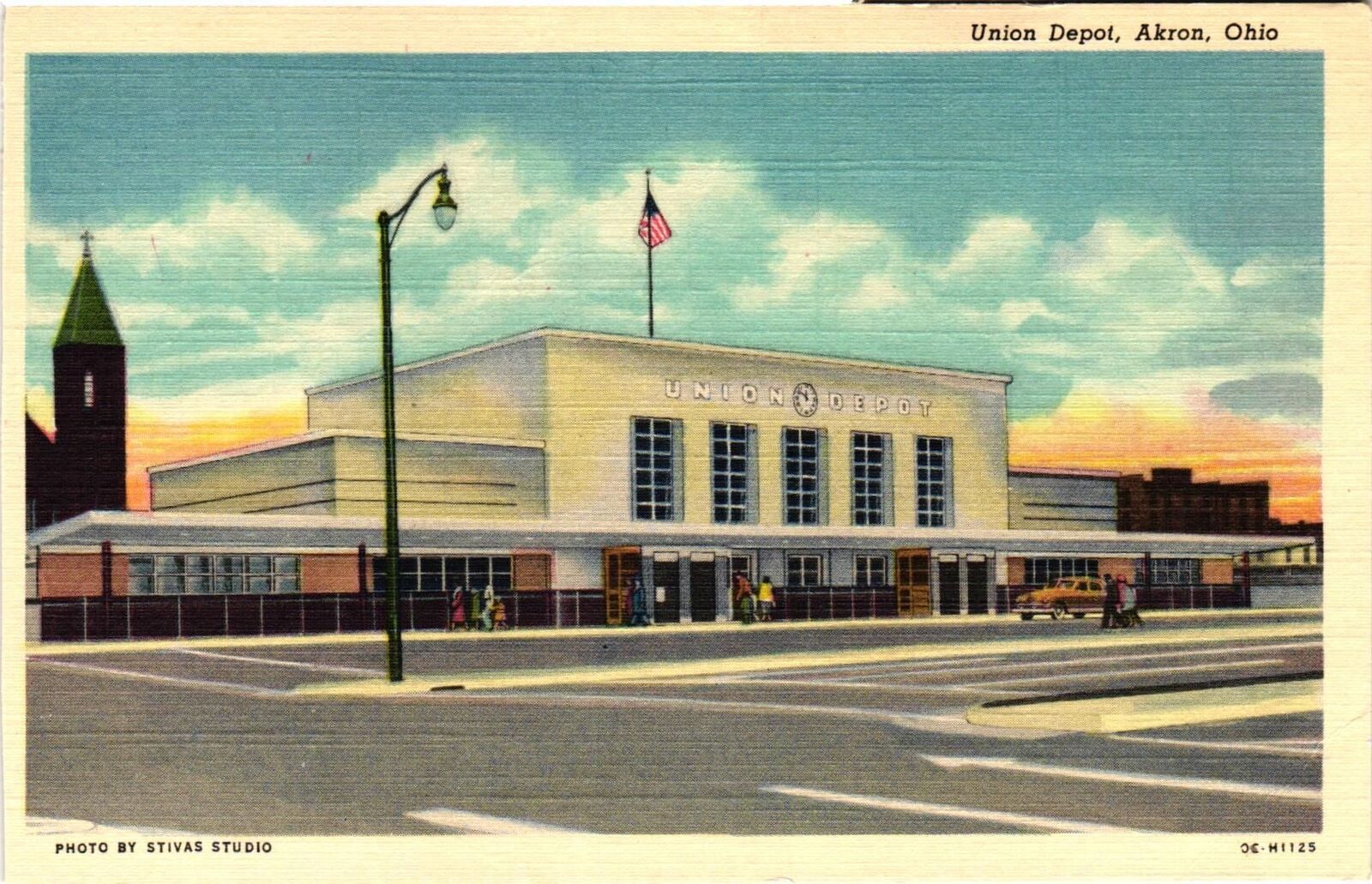 Vintage Postcard- UNION DEPOT, AKRON, OH. Early 1900s