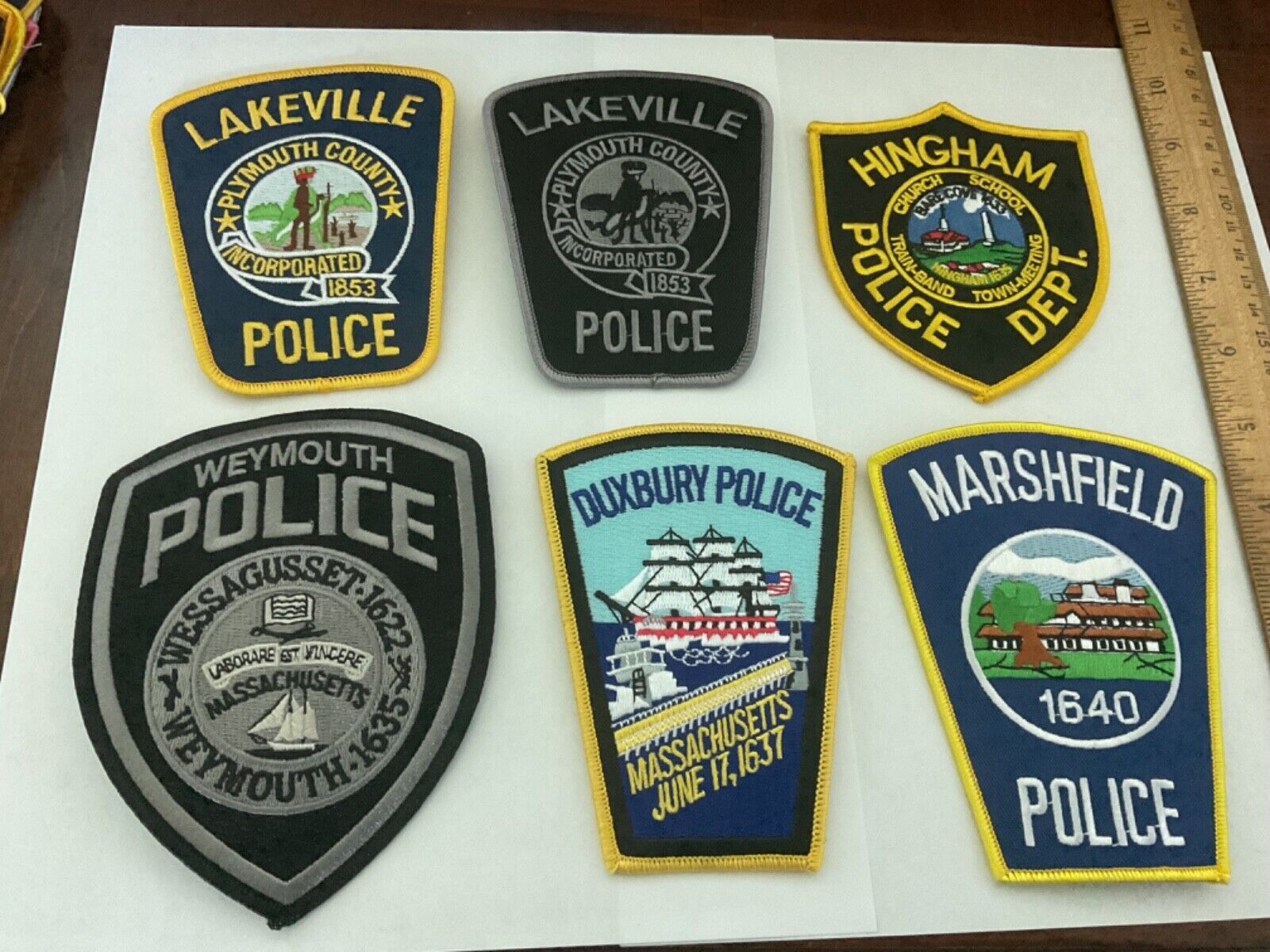 Police MA. Law Enforcement patches All different 6 piece set. All new.Full size