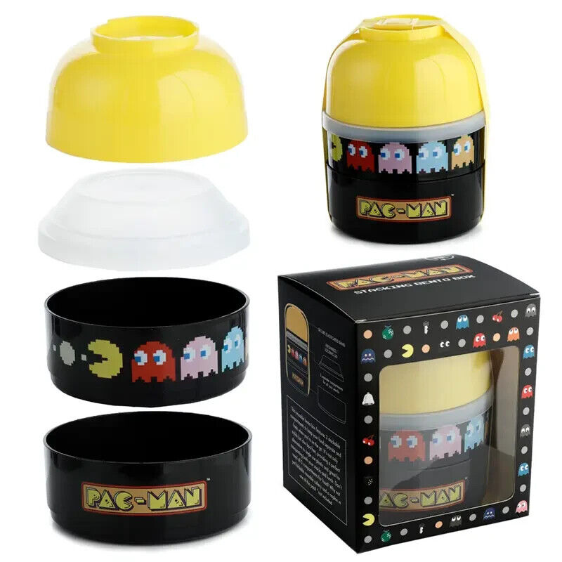 Bandai Namco Pac Man Stacking Bento Lunch Box Retro Video Game Gift Box NEW