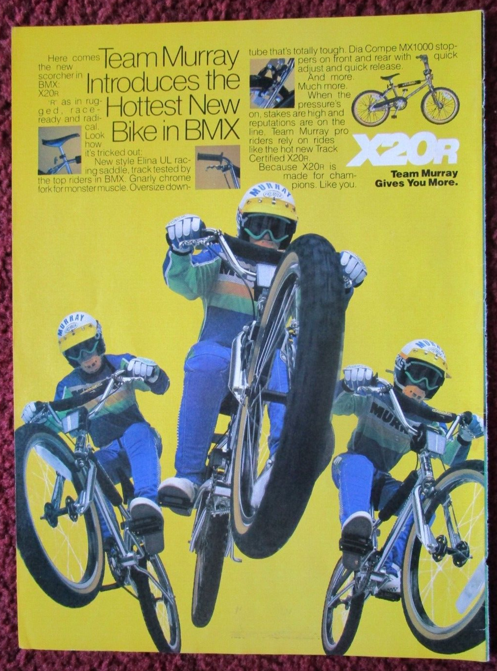 1982 MURRAY X20R BMX Racing Bike Bicycle Print Ad ~ Hottest New Bike in BMX