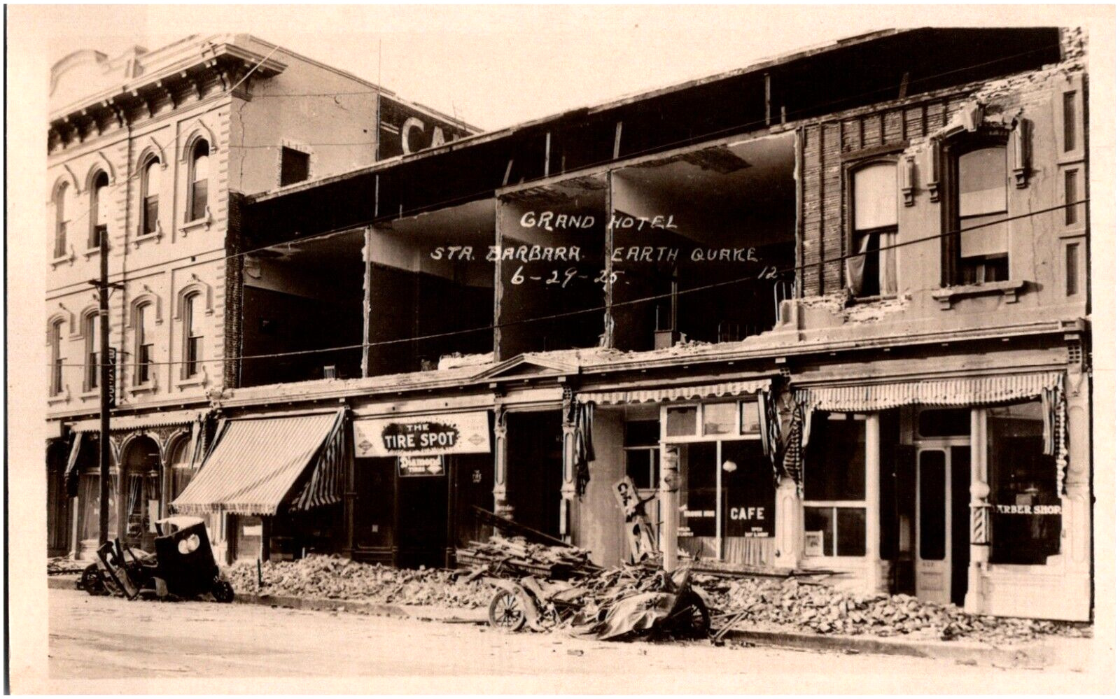Grand Hotel Ruins Santa Barbara Earthquake California 1925 RPPC Disaster Photo