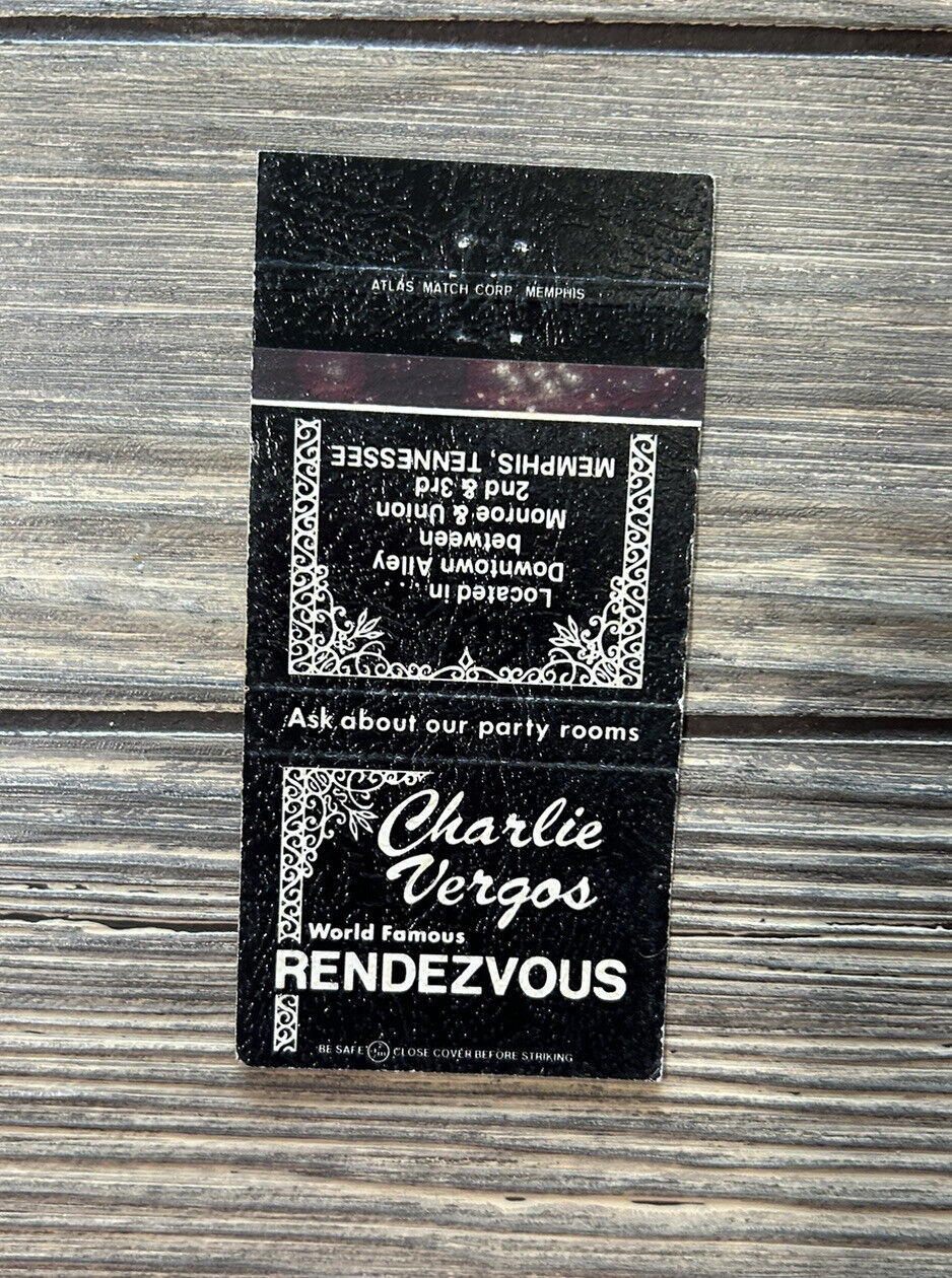 Vintage Charlie Vergos World Famous Rendezvous Matchbook Cover Advertisement