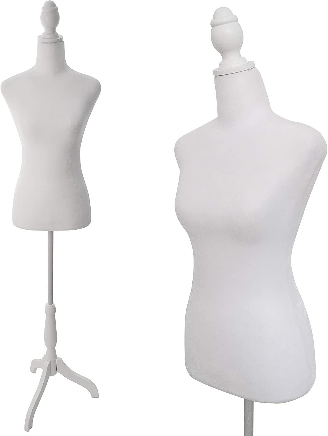 Used Female Dress Form  Mannequin Body Torso with Wooden Tripod Base Stand