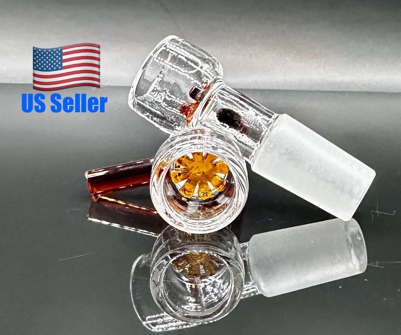 1x 14mm Amber Glass SNOWFLAKE SCREEN Slide BOWL Male for Glass Water Pipe Bong
