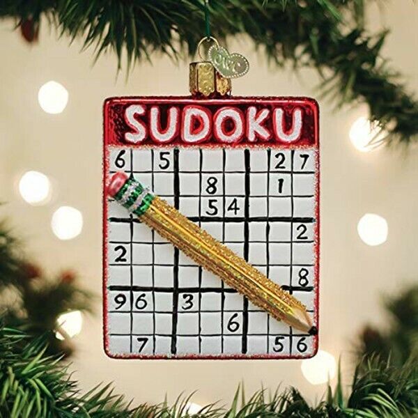 Old World Christmas Glass Blown Ornament, Sudoku (With OWC Gift Box)
