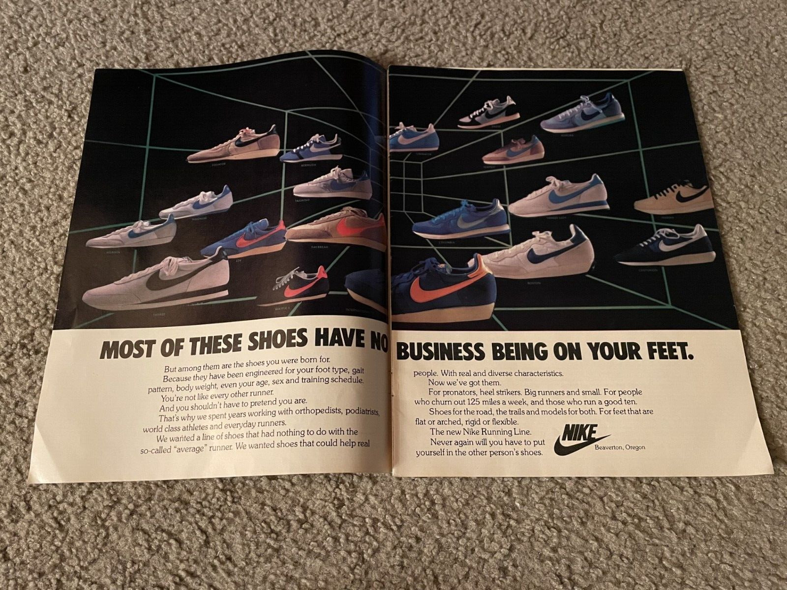 Vintage 1980 NIKE YANKEE BERMUDA DAYBREAK TAILWIND Running Shoes Poster Print Ad