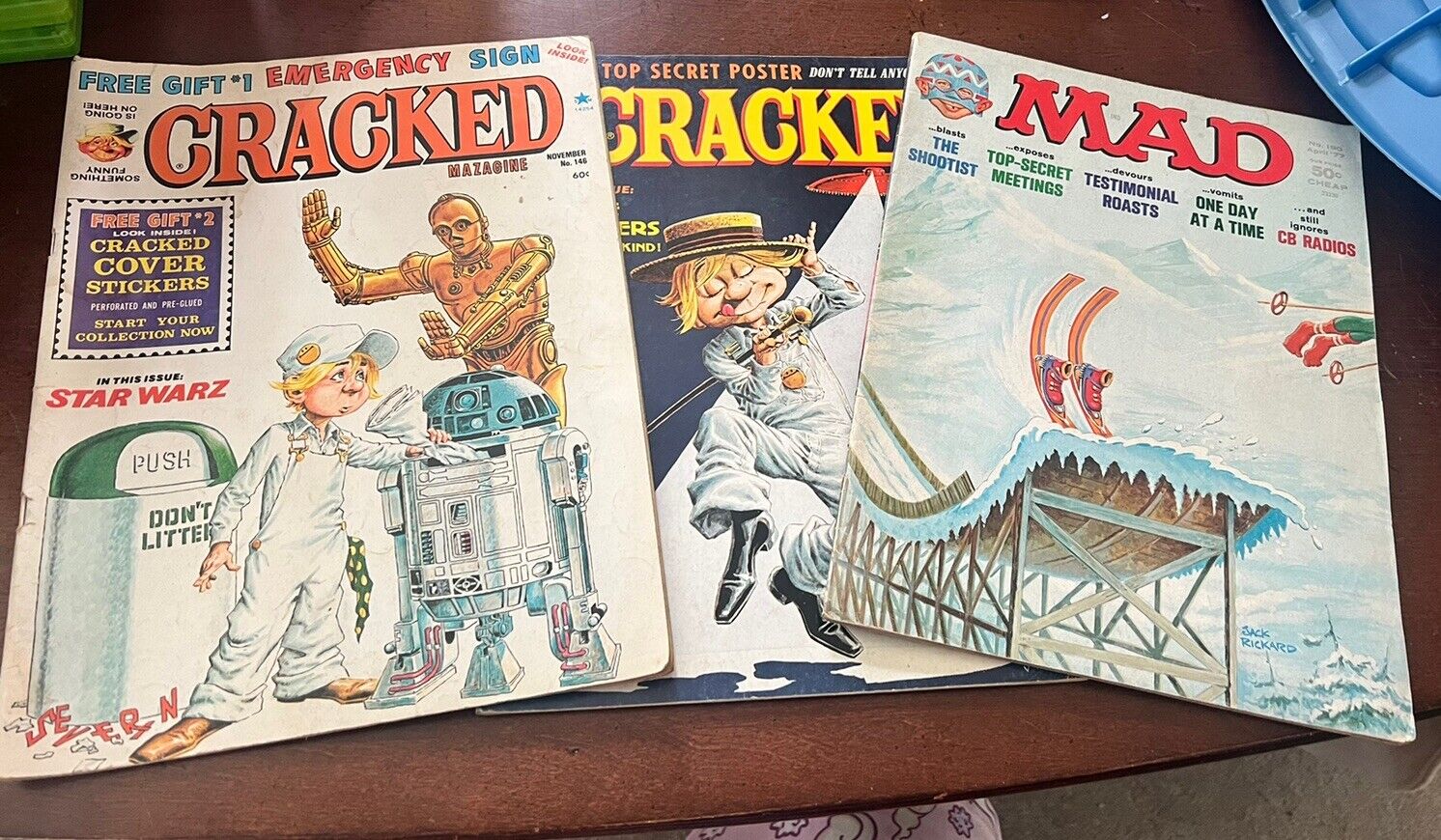 Lot Of 3 MAD & Cracked Magazine Vintage 1970s No Poster Or Stickers Star Wars
