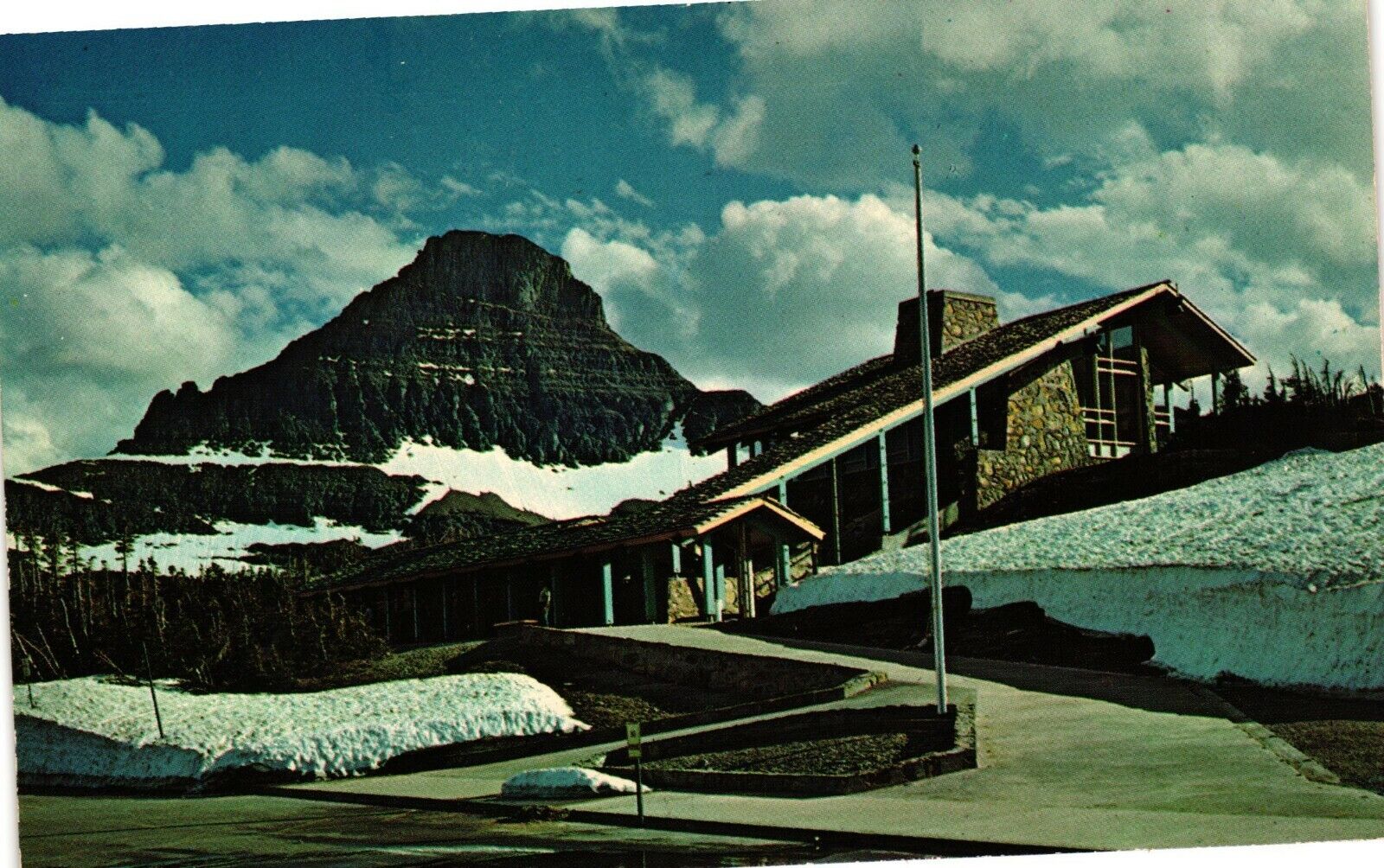 Vintage Postcard - Logan Pass Visitors Center Glacier National Park Montana-3363